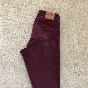 Maroon corduroy 5 pocket pants